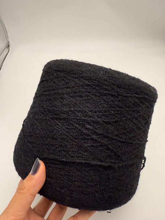 Silk cotton boucle - black